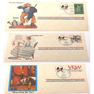 Norman Rockwell Collection 3 Stamped Envelopes